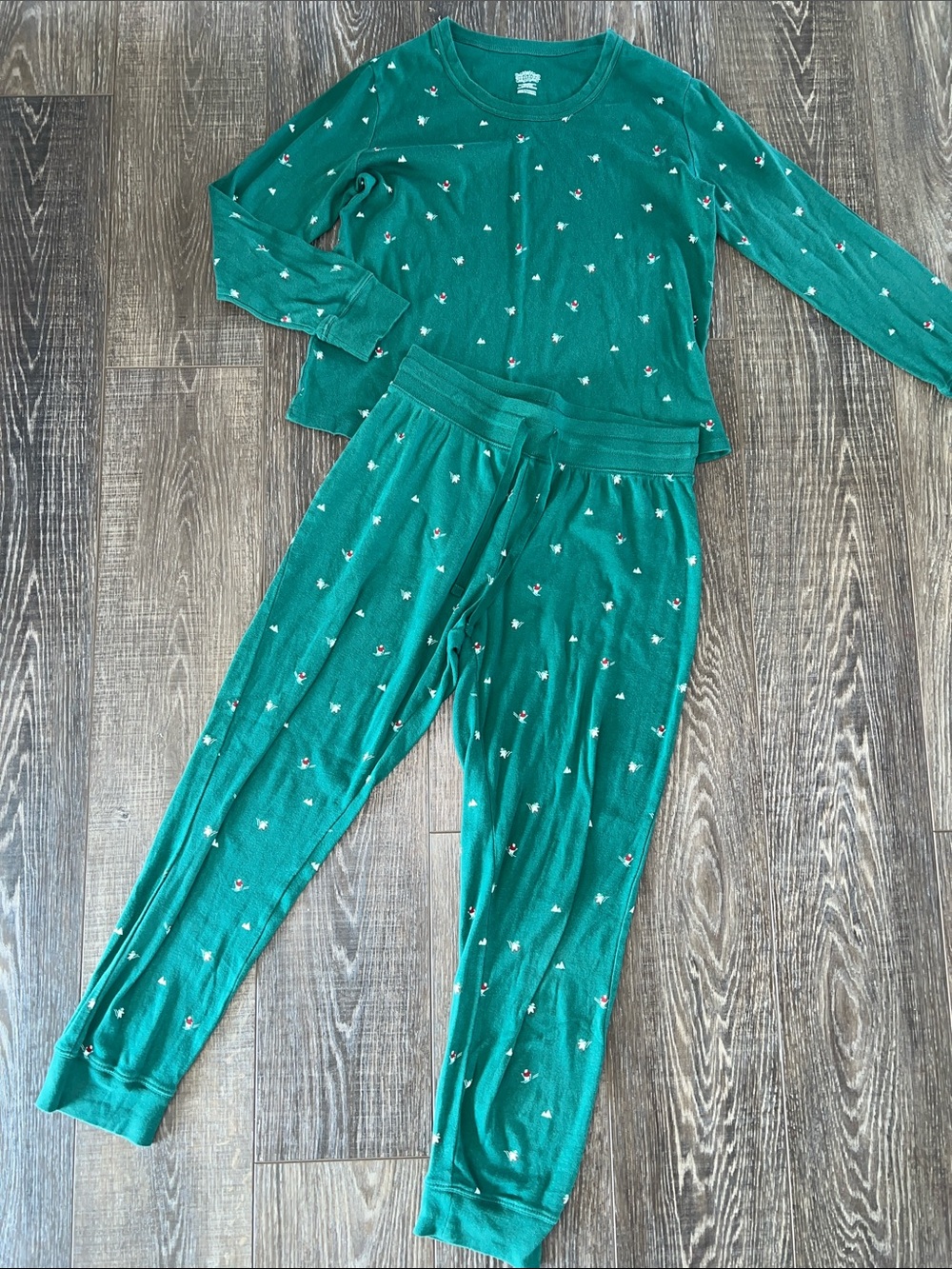 Green Micro-Print Pajama Set